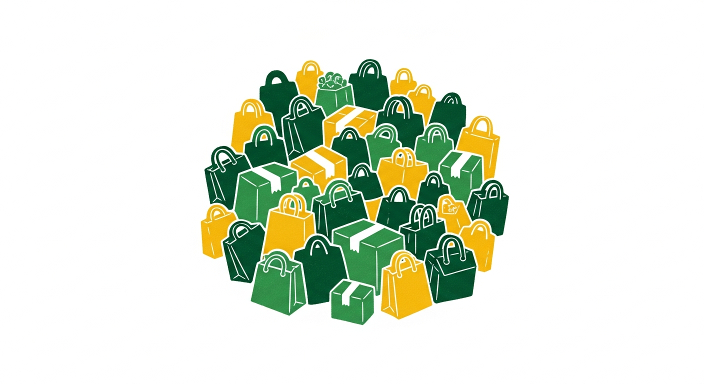 大きなオンラインの買い物コミュニティを表したイラスト